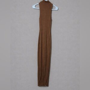 Naked wardrobe brown mock neck maxi